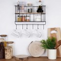 Półka Kuchenna z Wieszakami Metalowa Loft Czarna VILDE 41 x 12 x 25,5 cm