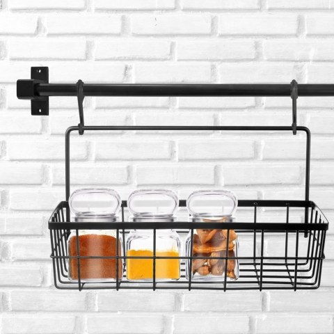 Półka Wisząca Metalowa Czarna Koszyk Reling 30 x 105 cm ORION