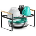 Półka Wkład do Szafki Kuchennej z Uchwytami Bambus Metal Czarny 33 cm