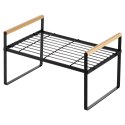Półka Wkład do Szafki Kuchennej z Uchwytami Bambus Metal Czarny 33 cm