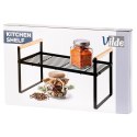 Półka Wkład do Szafki Kuchennej z Uchwytami Bambus Metal Czarny 33 cm
