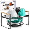 Półka Wkład do Szafki Kuchennej z Uchwytami Bambus Metal Czarny 33 cm