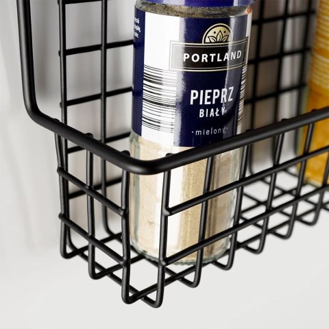 Półka na Przyprawy Metalowa Wisząca Loft Czarna Solidna ORION 9,5x6,5x14 cm
