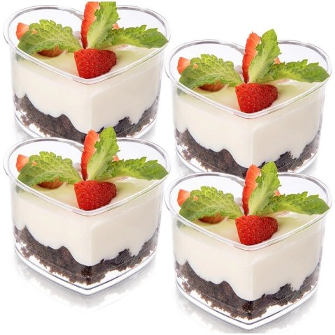 Pucharki Serce 130ml Zestaw 4 szt. do Deserów i Galaretek ORION Musy
