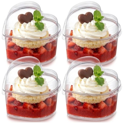 Pucharki Serce z Pokrywkami 130ml Zestaw 4 szt. Finger Food ORION