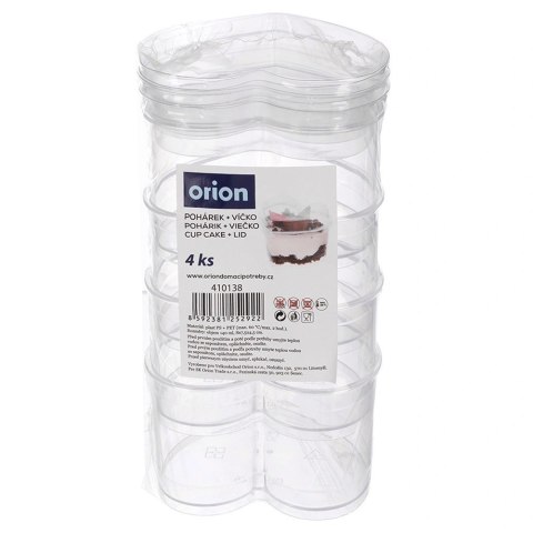 Pucharki Serce z Pokrywkami 130ml Zestaw 4 szt. Finger Food ORION