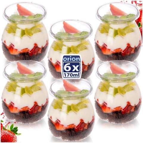 Pucharki z Pokrywkami 160ml Zestaw 6 szt. do Monoporcji i Deserów