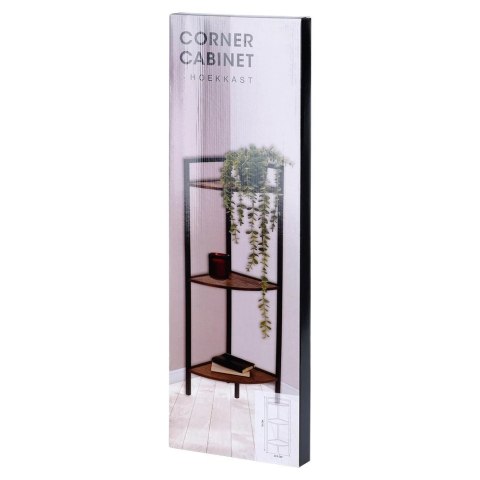 Regał Metalowy Narożny Czarny 3 Półki MDF 235 x 235 x 76 cm TRENDS4YOU