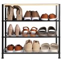 Regał na Buty 3 Poziomy Metal Czarny Półka Bambus 60 x 30 x 57 cm
