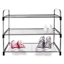 Regał na Buty Metalowy Srebrny 3 Poziomy 655 x 30 x 54 cm ORION