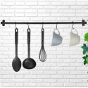 Reling Wieszak z Haczykami Kuchenny Metalowy Czarny RADKA 78,5 cm