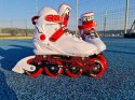 Rolki Damskie Męskie Białe Kauczukowe Solidne z Hamulcem KUBISPORT roz. 38