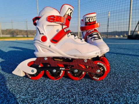 Rolki Damskie Męskie Białe Kauczukowe Solidne z Hamulcem KUBISPORT roz. 43