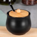 Cukierniczka Ceramiczna VILDE 250 ml Czarna z Pokrywką i Łyżeczką