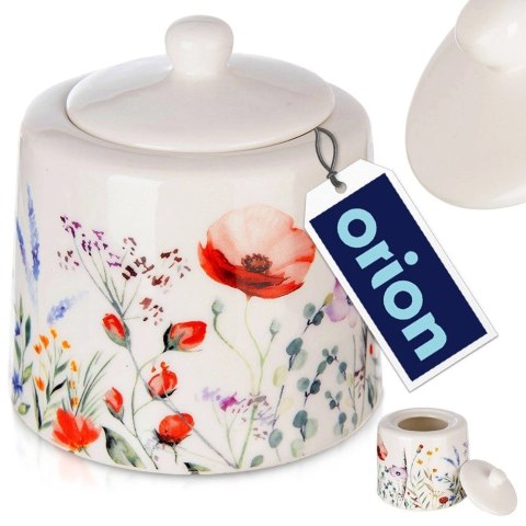 Cukierniczka Cukiernica Porcelanowa Biała Ozdobna Dekor Maki ORION 320 ml