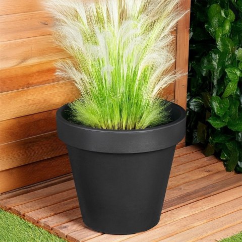 Doniczka ogrodowa plastikowa czarna okrągła 39 cm