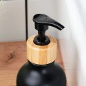 Dozownik do Mydła VILDE 300 ml Czarny Mat z Bambusem i Blokadą Pompki