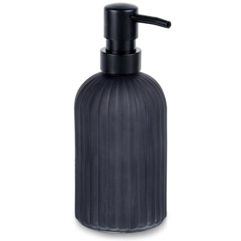 Dozownik do Mydła VILDE 400 ml Szklany Czarny Mat Ryflowany z Blokadą