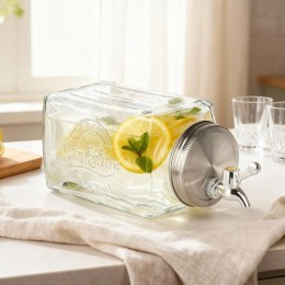 Słój z Kranikiem do Lodówki 3,3 L Poziomy Dystrybutor Szkło VILDE