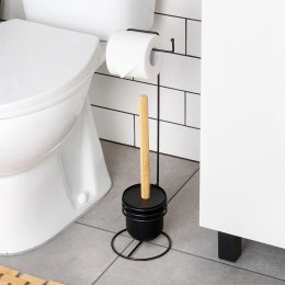 Stojak Łazienkowy VILDE 2w1 na Papier Toaletowy Szczotka WC Metal Czarny