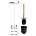 Stojak Łazienkowy VILDE 2w1 na Papier Toaletowy Szczotka WC Metal Czarny