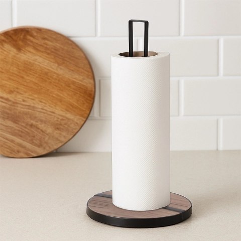 Stojak na Ręcznik Papierowy Czarny Loft Metal Drewno Line ORION Kuchnia