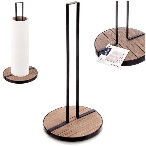 Stojak na Ręcznik Papierowy Czarny Loft Metal Drewno Line ORION Kuchnia