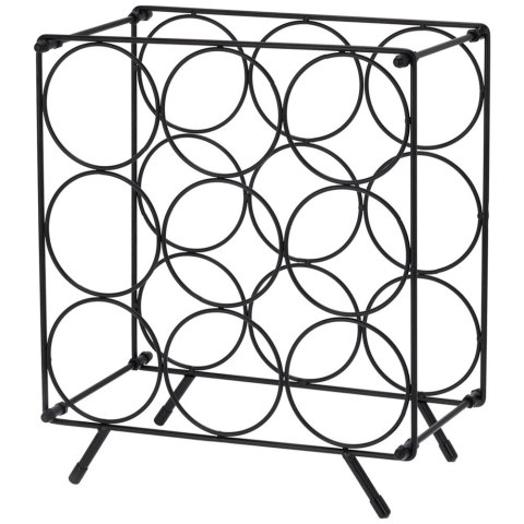 Stojak na Wino 9 Butelek Metalowy Loft Czarny Organizator ORION