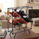 Stojak na Wino 9 Butelek Metalowy Loft Czarny Organizator ORION