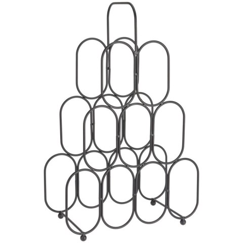 Stojak na Wino Metalowy Czarny Dziewięć Butelek 36 x 56 cm Elegancki HSC