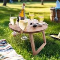 Stolik Piknikowy na Wino Drewniany Składany na Butelkę Kieliszki ORION