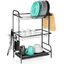 Suszarka do Naczyń 3 Poziomy XXL 60 cm Ociekacz Czarny Loft VILDE