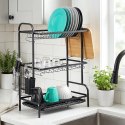 Suszarka do Naczyń 3 Poziomy XXL 60 cm Ociekacz Czarny Loft VILDE