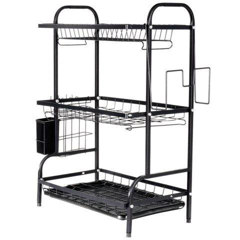 Suszarka do Naczyń 3 Poziomy XXL 60 cm Ociekacz Czarny Loft VILDE