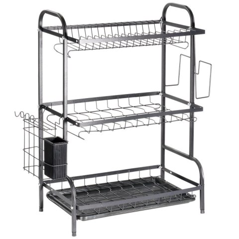Suszarka do Naczyń 3 Poziomy XXL 60 cm Ociekacz Czarny Loft VILDE