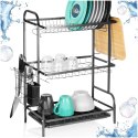 Suszarka do Naczyń 3 Poziomy XXL 60 cm Ociekacz Czarny Loft VILDE