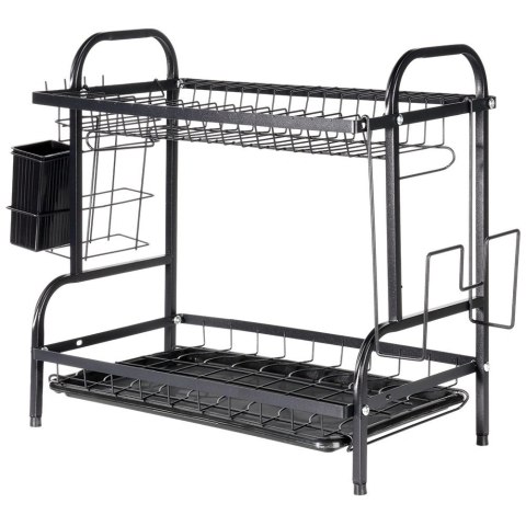 Suszarka do Naczyń Dwupoziomowa 52 cm Czarna Ociekacz Loft VILDE
