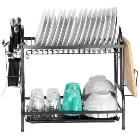 Suszarka do Naczyń Dwupoziomowa 52 cm Czarna Ociekacz Loft VILDE