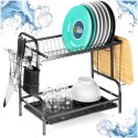 Suszarka do Naczyń Dwupoziomowa 52 cm Czarna Ociekacz Loft VILDE
