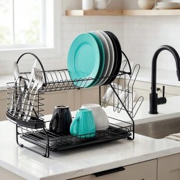 Suszarka do Naczyń Dwupoziomowa 53 cm Czarna Loft Ociekacz VILDE