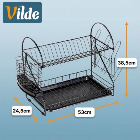 Suszarka do Naczyń Dwupoziomowa 53 cm Czarna Loft Ociekacz VILDE