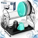 Suszarka do Naczyń Dwupoziomowa 53 cm Czarna Loft Ociekacz VILDE