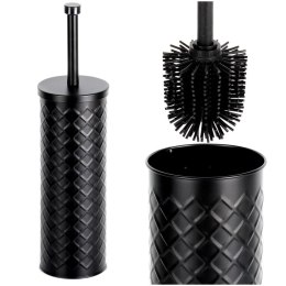 Szczotka do WC Silikonowa Czarna Metalowy Pojemnik Stojak 38 cm VILDE