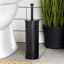 Szczotka do WC Silikonowa Czarna Metalowy Pojemnik Stojak 38 cm VILDE