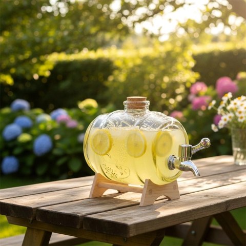 Szklana Beczka z Kranikiem 1 L na Stojaku Dystrybutor do Whisky Nalewek