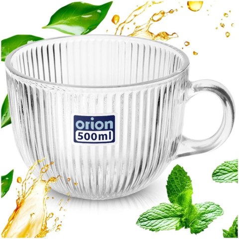 Szklanka XXL z Uchem Ryflowana Duża do Kawy i Herbaty 500 ml ORION