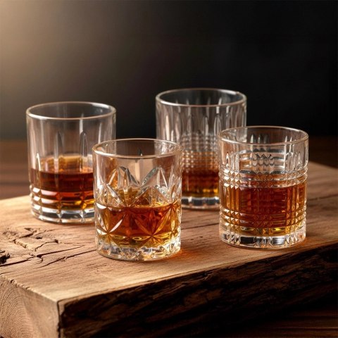 Szklanki do Whisky 290 ml Złoty Rant Kryształowy Wzór 4 szt.