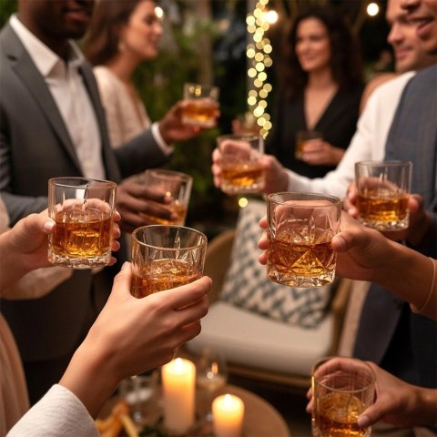Szklanki do Whisky 290 ml Złoty Rant Kryształowy Wzór 4 szt.