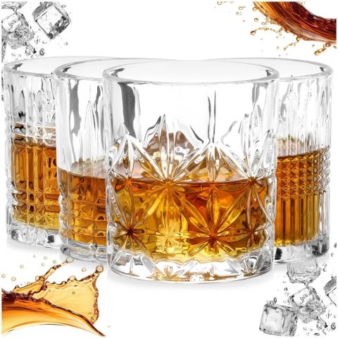 Szklanki do Whisky 290 ml Złoty Rant Kryształowy Wzór 4 szt.