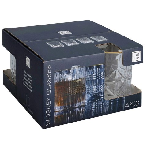 Szklanki do Whisky 290 ml ze Złotym Rantem Komplet 4 sztuk VILDE Drink